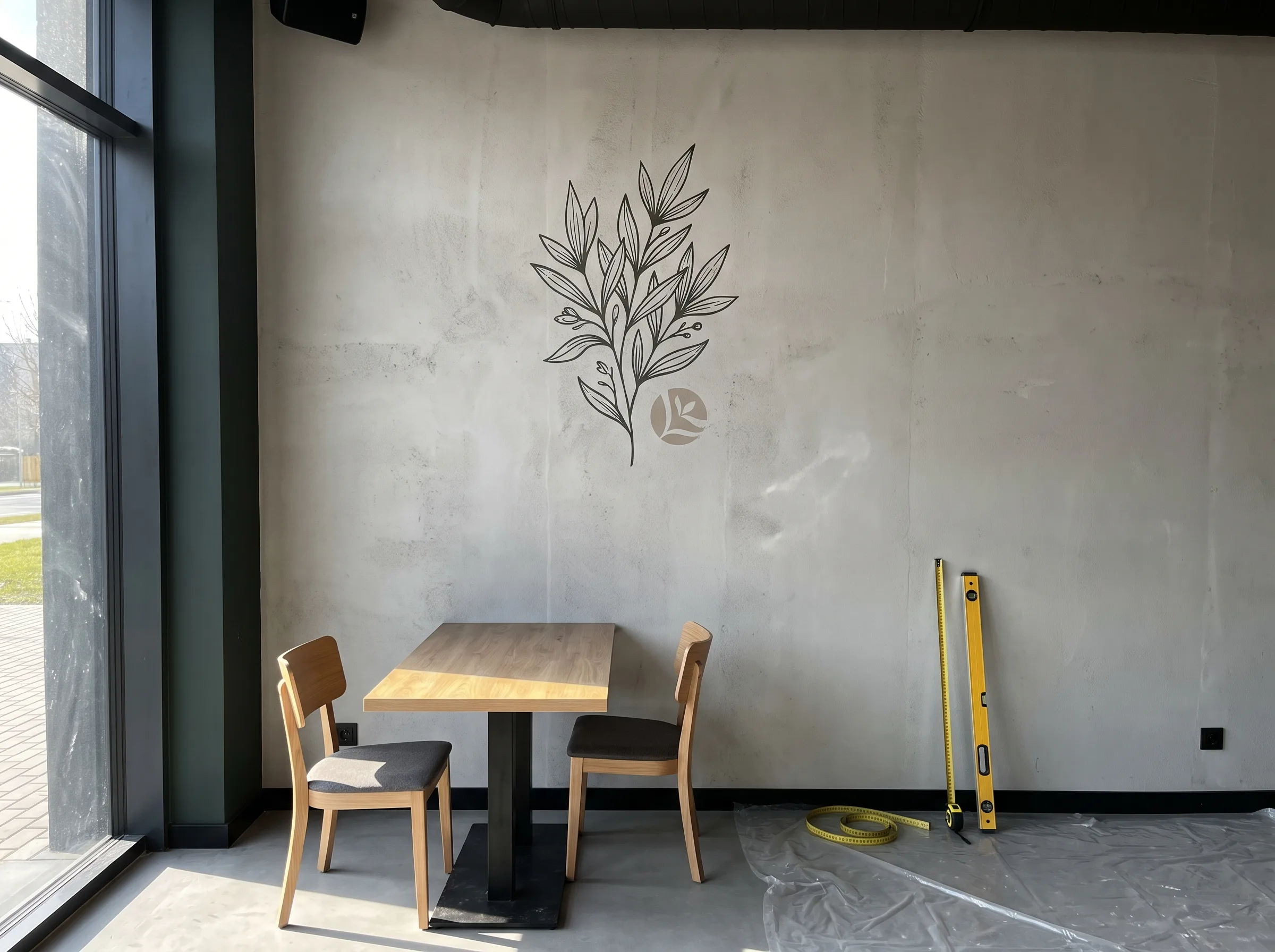 Grafika na ścianie - rysunek botaniczny gałęzi